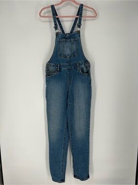 Universal Thread Blue Denim Overalls with Gold Stitching